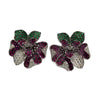 JE0046OK - Ruby, Tsavorite, and Diamond Flower Earrings Set in 18K White Gold Setting