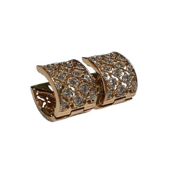 JE0334K - Filigree Diamond Huggie Earrings Set in 18K Rose Gold Setting