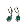 JE0299K - Emerald with Diamond Earrings Set in 18K White Gold Setting