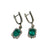 JE0299K - Emerald with Diamond Earrings Set in 18K White Gold Setting