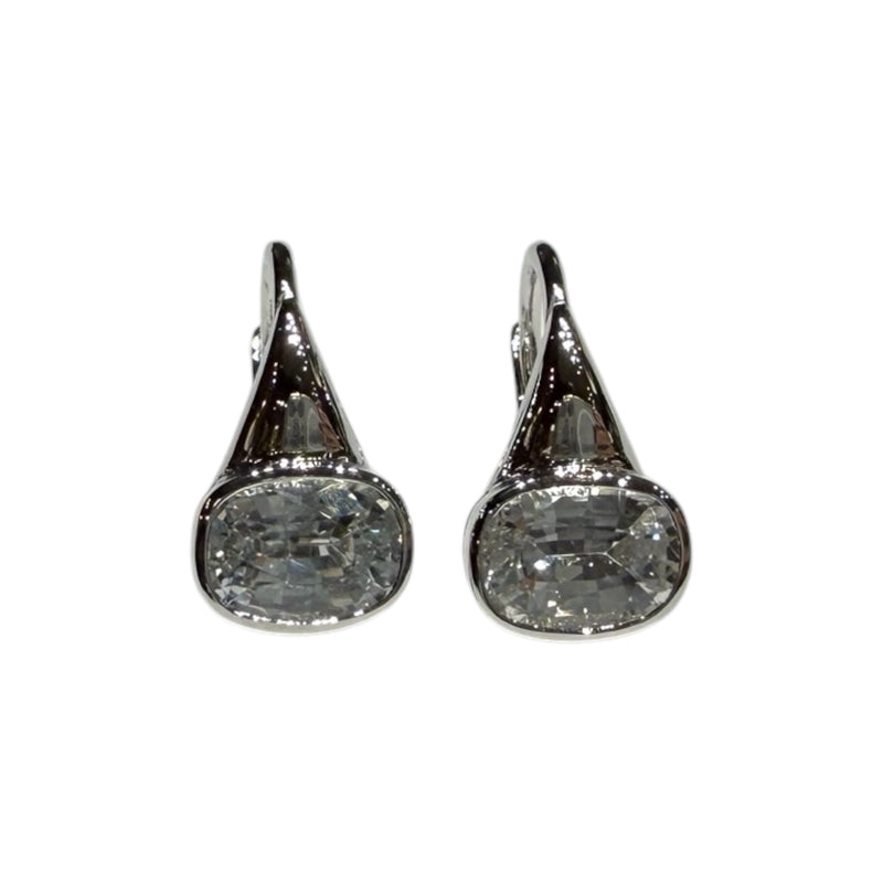 JE0298K - White Sapphire Earrings Set in 18K White Gold Setting