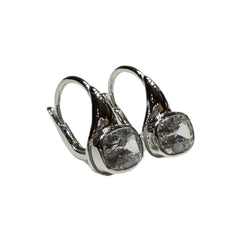 JE0298K - White Sapphire Earrings Set in 18K White Gold Setting