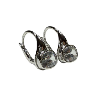 JE0298K - White Sapphire Earrings Set in 18K White Gold Setting