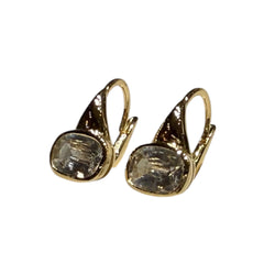 JE0297K - White Sapphire Earrings Set in 18K Gold Setting
