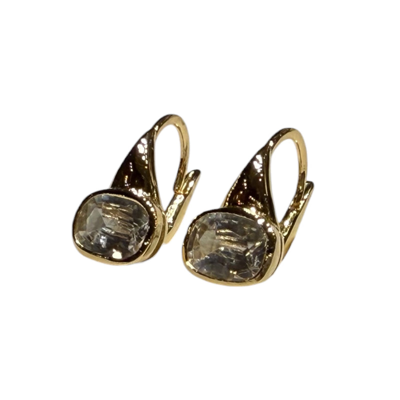 JE0297K - White Sapphire Earrings Set in 18K Gold Setting