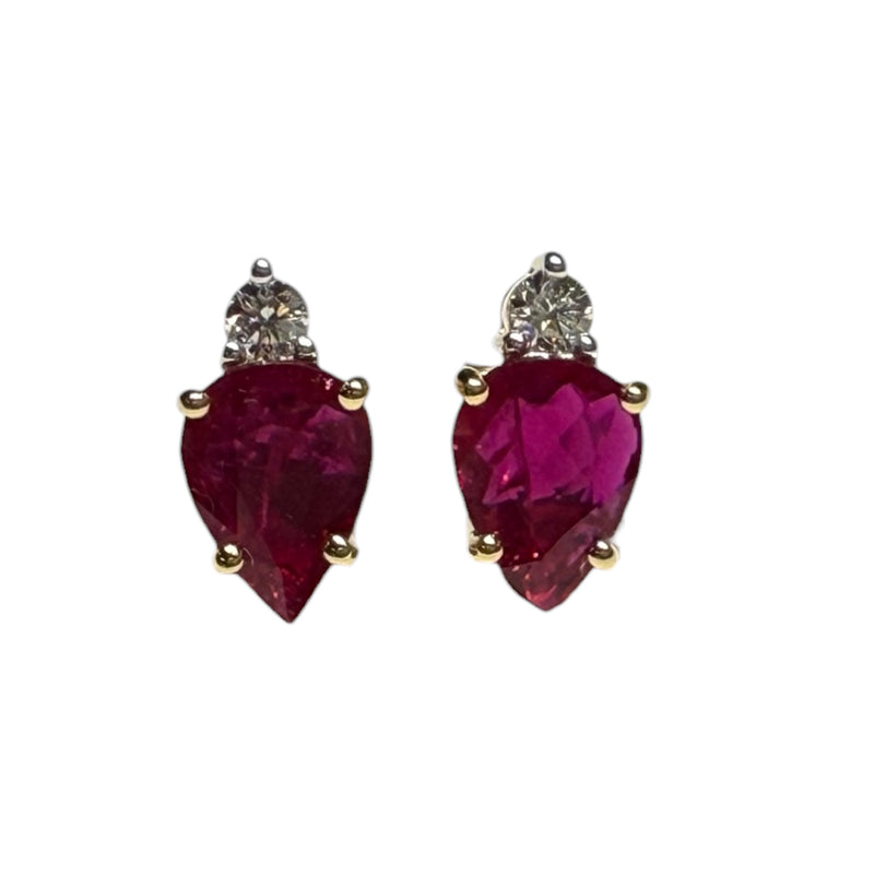 JE0295K - Ruby with Diamond Earrings Set in 18K Gold Setting