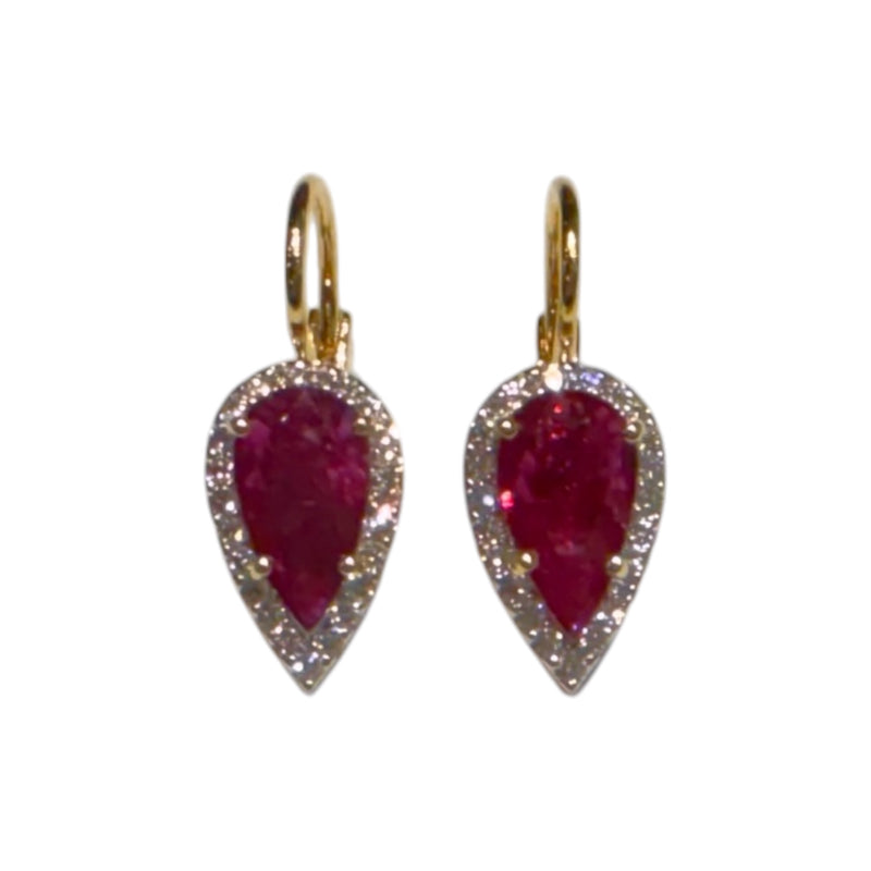 JE0292K - Ruby with Diamond Earrings Set in 18K Gold Setting