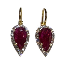JE0293K - Ruby with Diamond Earrings Set in 18K Gold Setting