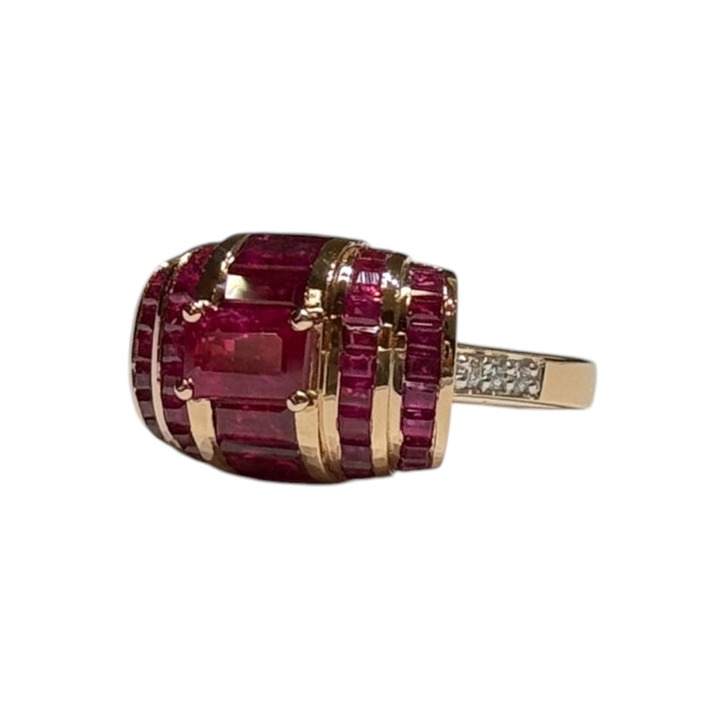 JR0410K - Ruby with Diamond Ring Set in 18K Rose Gold Setting