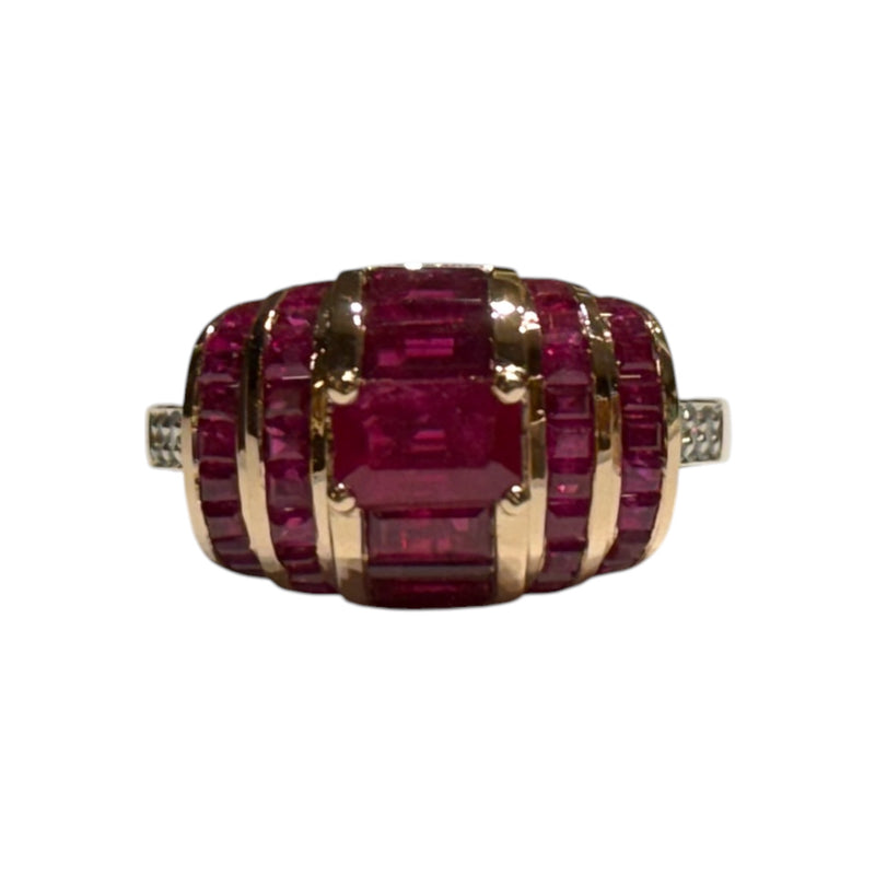 JR0410K - Ruby with Diamond Ring Set in 18K Rose Gold Setting