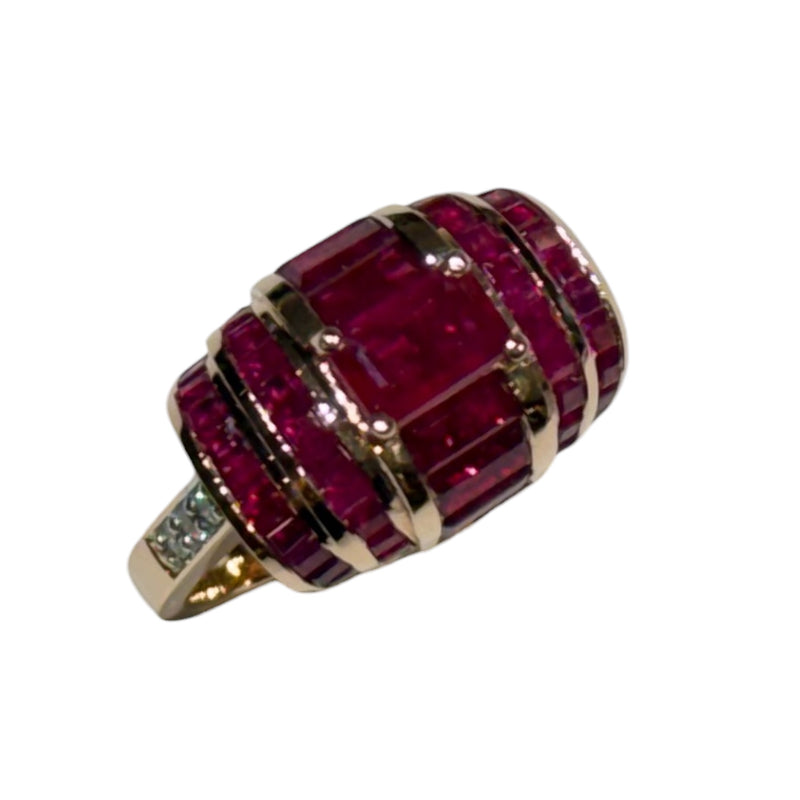 JR0410K - Ruby with Diamond Ring Set in 18K Rose Gold Setting