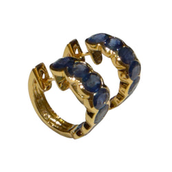 JE0336K - Blue Sapphire Hoop Earrings Set in 18K Gold Setting