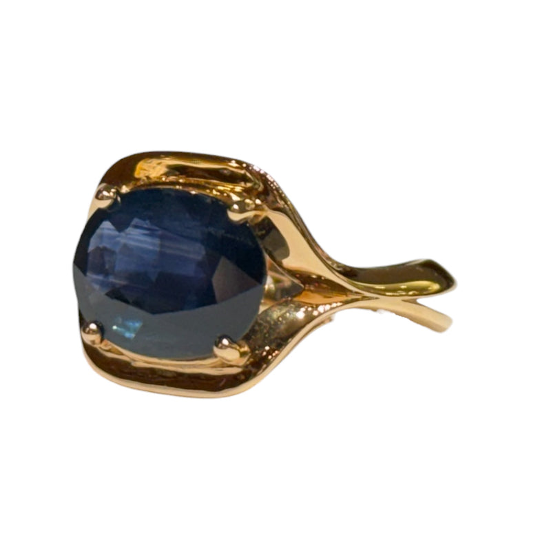 JR0003NK - Blue Sapphire Ring Set in 18K Rose Gold Setting
