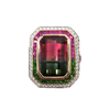 JR0321K - Watermelon Tourmaline, Pink Sapphire, Tsavorite and Diamond Ring Set in 18K Rose Gold Setting