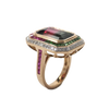 JR0321K - Watermelon Tourmaline, Pink Sapphire, Tsavorite and Diamond Ring Set in 18K Rose Gold Setting