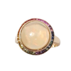 JR0339K - Opal with Fancy Sapphire Ring set in 18K Rose Gold Setting