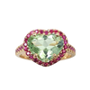 JR0085L - Mint Green Tourmaline with Ruby Ring set in 18K Rose Gold Setting