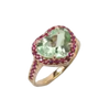 JR0085L - Mint Green Tourmaline with Ruby Ring set in 18K Rose Gold Setting