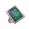 JR0268K - Emerald with Blue Sapphire and Diamond Ring set in 18K Rose Gold Setting