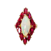 JR0283K - Marquise Opal and Ruby Ring Set in 18K Gold Setting