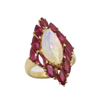JR0283K - Marquise Opal and Ruby Ring Set in 18K Gold Setting