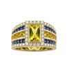 JR0070K - Yellow and Blue Sapphire with Diamond Ring Set in 18K Gold Setting