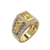 JR0070K - Yellow and Blue Sapphire with Diamond Ring Set in 18K Gold Setting