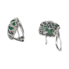 JE0194K - Blue Sapphire, Emerald, and Diamond Earrings Set in 18K Gold Setting