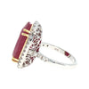 JR0424K - Ruby with Halo Diamond Ring Set in 18K White Gold Setting
