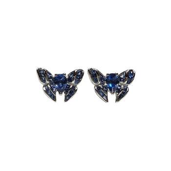 JE0362K - Blue Sapphire Butterfly Earrings Set in 18K White Gold Setting