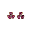 JE0354K -  Ruby with Diamond Clover Earrings Set in 18K Rose Gold Setting