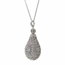 JP0043L - Diamond Filigree Pendant set in 18K White Gold Setting