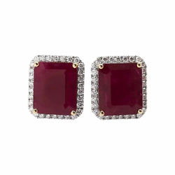 JE0559M - Ruby with Diamond Earrings set in 18K Gold Setting