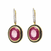 JE0024K - Ruby, Black Sapphire and Diamond Dangling Earrings set in 18K Gold Setting