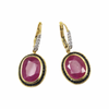JE0024K - Ruby, Black Sapphire and Diamond Dangling Earrings set in 18K Gold Setting