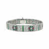 JB0122K - Emerald, Ruby, Blue Sapphire, and Diamond Art Deco Style Bracelet Set in 18K White Gold Setting
