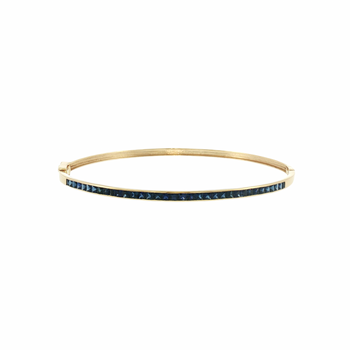 JB0125K - Blue Sapphire Bangle Bracelet Set in 14K Gold Setting