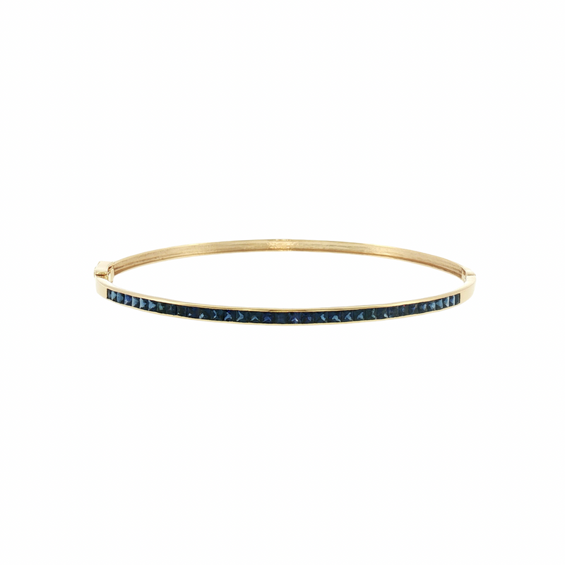JB0125K - Blue Sapphire Bangle Bracelet Set in 14K Gold Setting