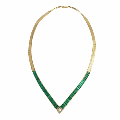 JN0027YK - Emerald with Diamond Necklace Set in 18 Karat Gold Setting