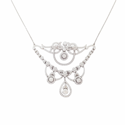 JN0047OK - Diamond Antique Style Necklace set in 18K White Gold Setting
