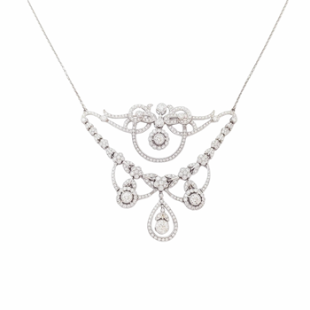JN0047OK - Diamond Antique Style Necklace set in 18K White Gold Setting