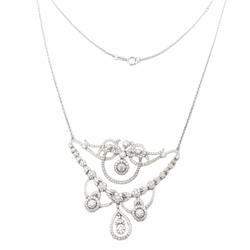 JN0047OK - Diamond Antique Style Necklace set in 18K White Gold Setting