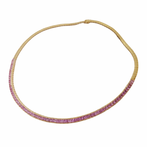 JNB8300K - Pink Sapphire Necklace Set in 18K Gold Setting