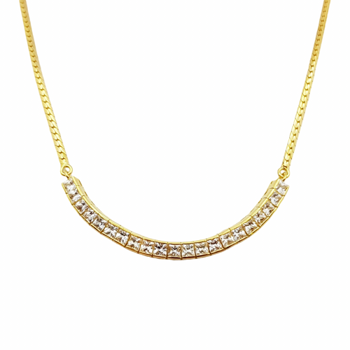 JN0016RK - White Sapphire Necklace Set in 18K Gold Setting