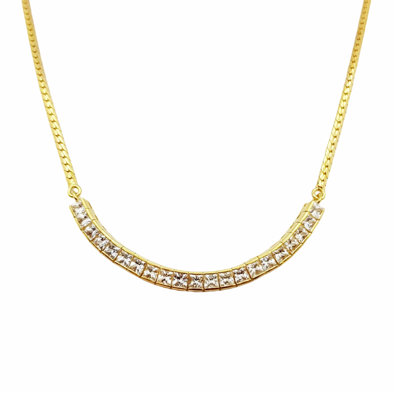 JN0016RK - White Sapphire Necklace Set in 18K Gold Setting