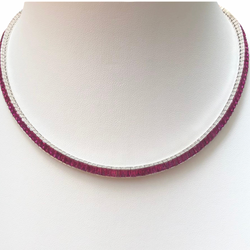 JN2643AK - Ruby Tennis Necklace Set in 18 Karat White Gold Setting