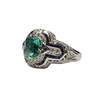 JR0449K - Sugarloaf Emerald with Blue Sapphire and Diamond Ring Set in 18K White Gold Setting