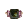 JR0445K - Green Zircon and Pink Sapphire Ring Set in 14K Rose Gold Setting