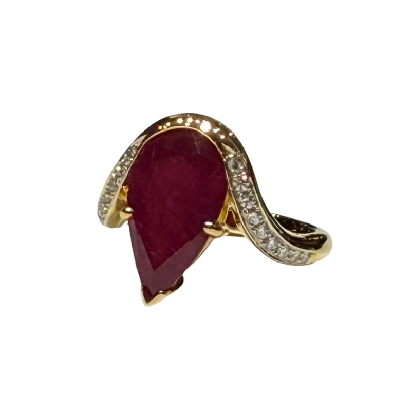 JR0444K - Ruby with Diamond Ring Set in 18K Gold Setting