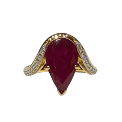 JR0444K - Ruby with Diamond Ring Set in 18K Gold Setting